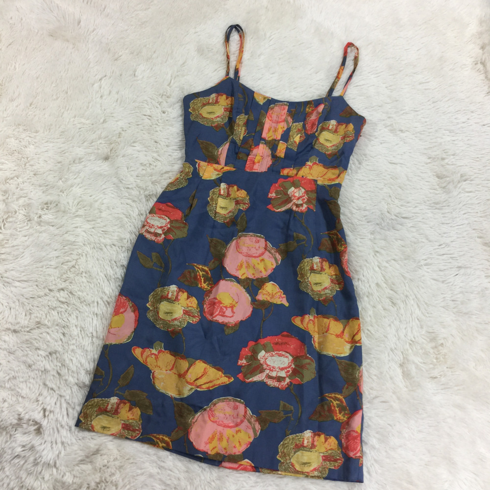 Maeve Size 0 Blue Floral Peony Slip Dress Lined